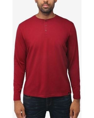 Xray Jeans X-ray Soft Stretch Henley Neck Long Sleeve T-shirt - Red