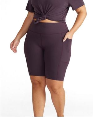 UNIVERSAL STANDARD Plus Size Next-to-naked High-waisted Mid-thigh Biker Shorts - Purple