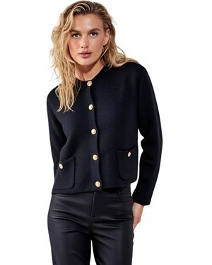 Modenaire Textured Knit Cardigan - Blue