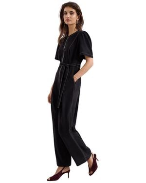 Phase Eight Alix Contrast Stitch Zip Jumpsuit - Black