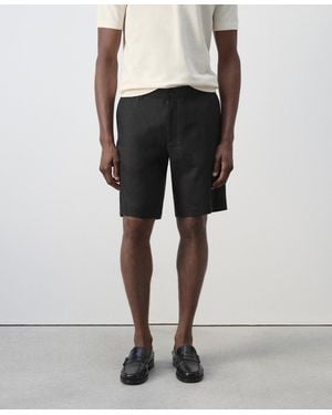 Mango Slim-fit Linen 9.84" Bermuda Shorts - Black