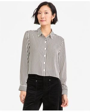 On 34th Cropped Button-down Crepe Shirt - White