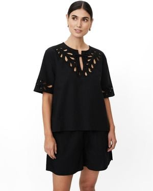 Masai Madyselle Cutwork Detail Blouse - Black