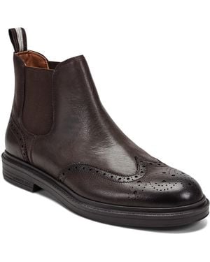 Kenneth Cole Men\'s chelsea boot with brogue details in brown leather Italy GENTLE SOULS - Santo Leather Chelsea Boot main image 2
