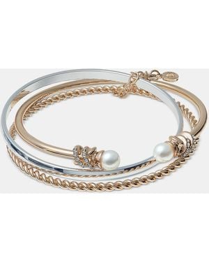 Anne Klein Two-tone Boxed 3-pc. Metal Imitation Bangle Bracelet Set - White