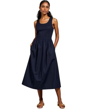 Modenaire Sleeveless Fit-and-flare Seam Waist Maxi Dress - Blue