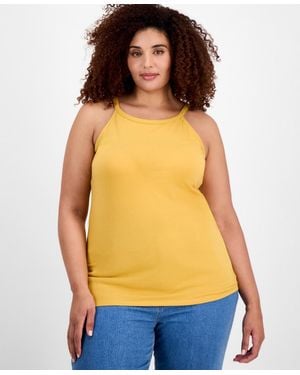 Aveto Trendy Plus Size Halter Tank Top - Yellow