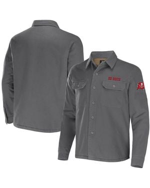 Fanatics Nfl X Darius Rucker Collection By Tampa Bay Buccaneers Canvas Button-up Shirt Jacket - Gray