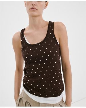 Mango Polka-dot Knitted Top - Black