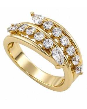 And Now This Cubic Zirconia -tone Plated Graduated Stone Bypass Ring - Metallic