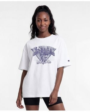 Champion Kansas State Wildcats Oversized Dropped-shoulder Distressed T-shirt - White
