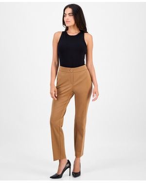 Anne Klein Essentials Ak Anne Klein Petite Mid-rise Straight-leg Pants - Multicolor