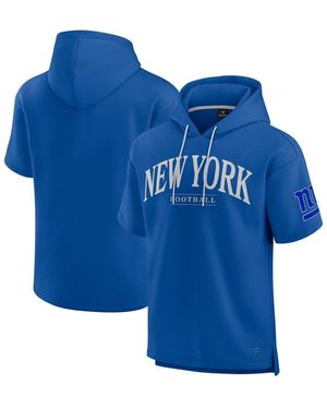 Fanatics And New York Giants Elements Ready Short Sleeve Pullover Hoodie - Blue