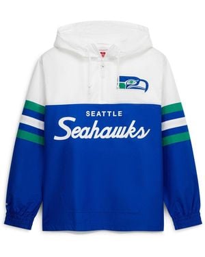 Mitchell & Ness Seattle Seahawks Head Coach Anorak Quarter-zip Windbreaker Jacket - Blue