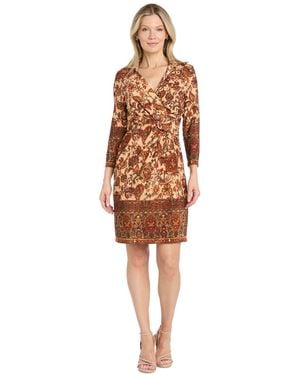 R & M Richards Border-print Knee-length Dress - White