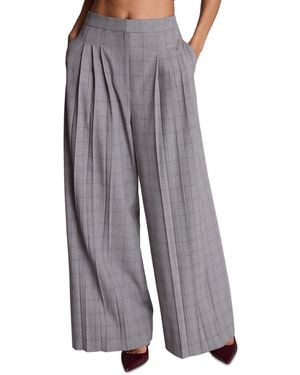 Kenneth Cole Boyfriend High-rise Wide-leg Plaid Pants - Gray