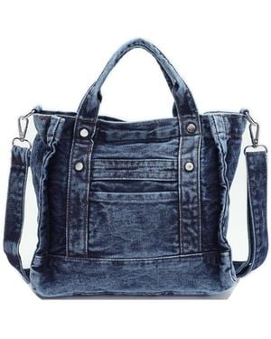 Susu Rework Tote Bag Crossbody Shoulder Bag Washed Blue Mini Satchel Top Handle Everyday Casual Handbag