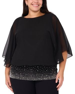Msk Plus Size Embellished Chiffon Blouse - Black