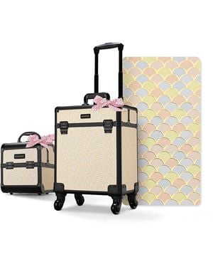 Byootique 2-piece Makeup Train Case Cosmetic Organizer Kit Art Deco Bloom Salon - Natural