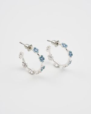 Fable England Forget-me-not Stud Hoop Earrings Silver - Multicolor