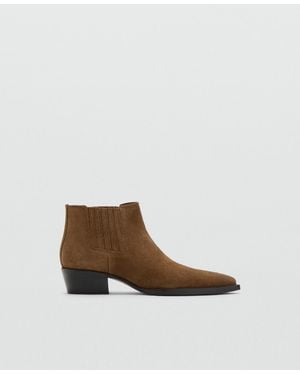 Mango Suede Block-heel Boots - White