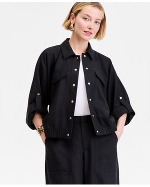 INC International Concepts 3/4-sleeve Shirt Jacket - Black