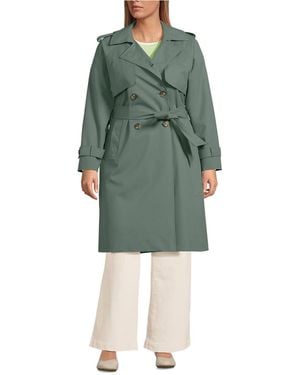 Lands' End Plus Size Squall Waterproof Modern Trench Raincoat - Green
