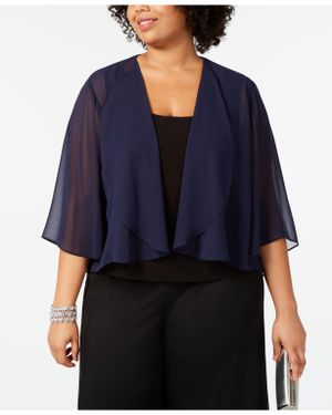 Alex Evenings Plus Size Chiffon Bolero Jacket - Blue