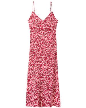 Mango Floral Midi Thin-strap V-neck Dress - Pink