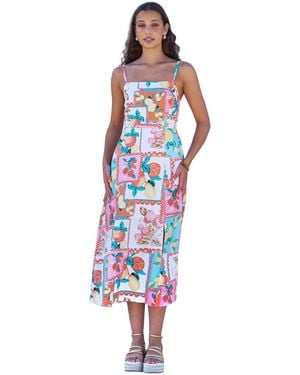 Yumi' Printed Midi Sun Dress - White