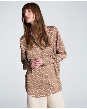 Kenneth Cole Satin Long-sleeve Shirt - Brown