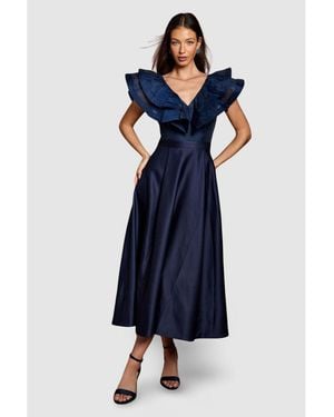 Coast Frill Shoulder Midi Dress - Blue