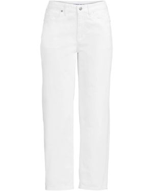 Lands' End Soft Denim Mid Rise Relaxed Straight Crop Jeans - White