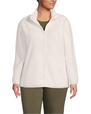 Lands' End Plus Size Cozy High Pile Full Zip Fleece Jacket - White