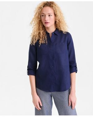 Charter Club 100% Linen Shirt - Blue