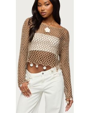 Edikted Macarena Crochet Charm Top - Gray