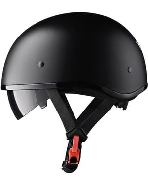 Ahr Half Face Motorcycle Helmet Sun Visor Dot Approved Bike Chopper - Black