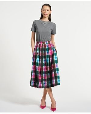 Isaac Mizrahi New York Sateen Midi Full Skirt - Blue