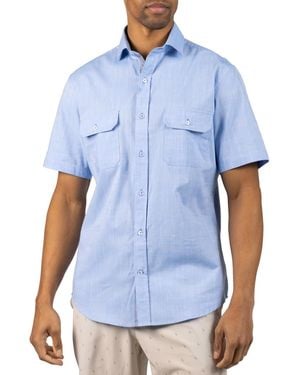 Tailorbyrd Signature Chambray Short Sleeve Shirt - Blue