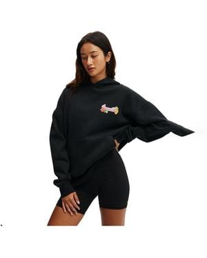 Cotton On Active Plush Premium Graphic Hoodie - Black