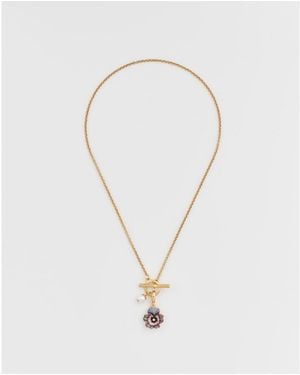 Fable England Pansy And Pearl toggle Necklace - White