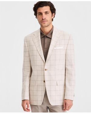 Michael Kors Classic-fit Tan Patterned Blazer - Natural