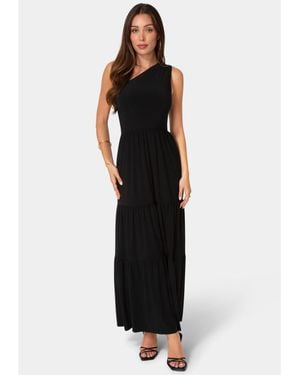Bebe One-shoulder Tiered Maxi Dress - Black
