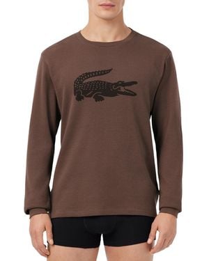 Lacoste Waffle-knit Long-sleeve Sleep Shirt - Brown