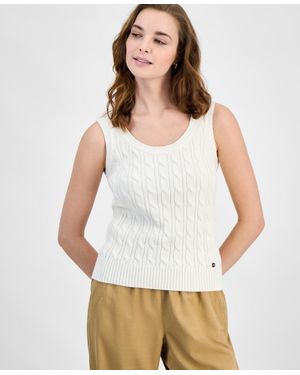 Tommy Hilfiger Crochet-trim Sweater Tank Top in White | Lyst
