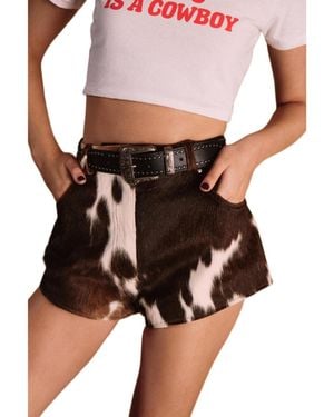 Nasty Gal Limited Cow Hide Leather Shorts - Brown