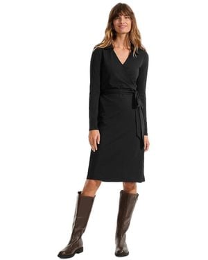Lands' End Cotton Modal Collared Wrap Dress - Black