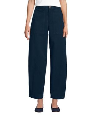 Lands' End Chino High Rise Barrel Leg Utility Ankle Pants - Blue