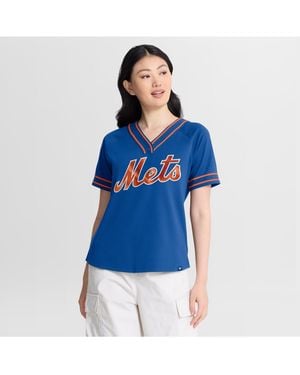 Fanatics Royal New York Mets Diva Race Ahead Raglan V-neck T-shirt - Blue