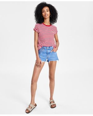 Levi's 501 Button Fly High-rise Denim Shorts - Red
